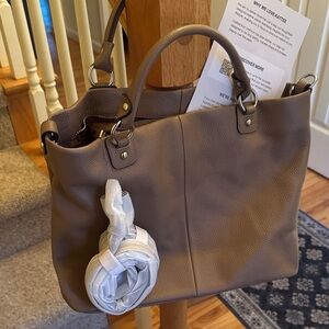 Kattee Soft Genuine Top Grain Pebbled Cowhide Leather Satchel Tote Shoulder Bag